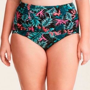 Torrid Palm Fern Print Bikini Swim Bottoms, 3x.